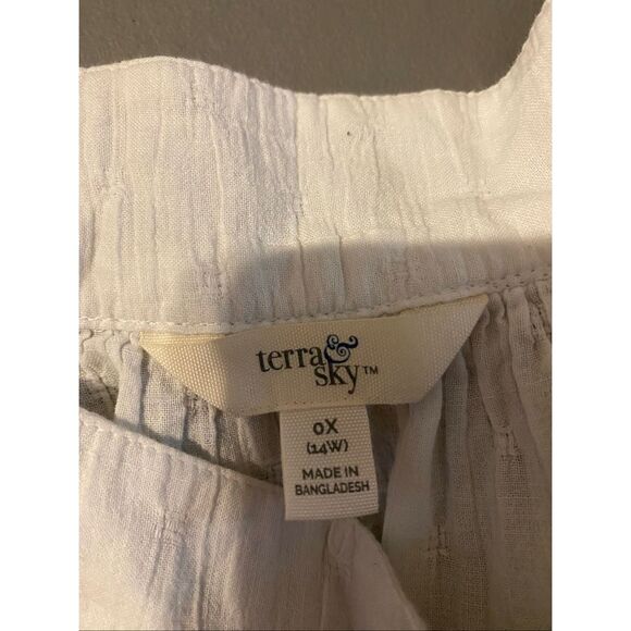 Terra & Sky White Ruffle Sleeve Square Neck Top Size 0X (14W) - Picture 4 of 5